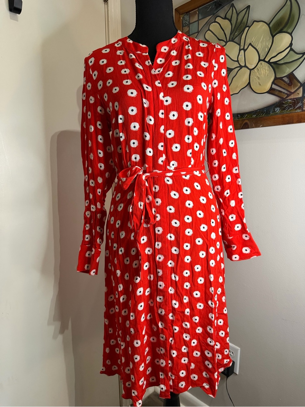 Floral Tie-Waist Long Sleeve Dress